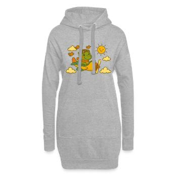 ☀️ Dino Doni über den Wolken ✈️ - Hoodie-Kleid - Grau meliert - Vorne