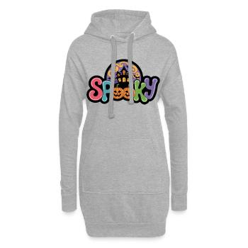 Nuit hantée Halloween citrouille magie - Sweat-shirt à capuche long Femme - gris chiné - Devant