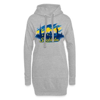 Stockholm Skyline Bleu Jaune Suède Cadeau - Sweat-shirt à capuche long Femme - gris chiné - Devant