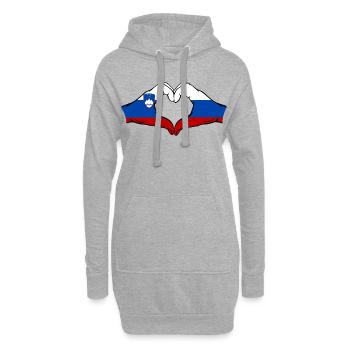 Slowenien Russland Flagge Herz - Hoodie-Kleid - Grau meliert - Vorne