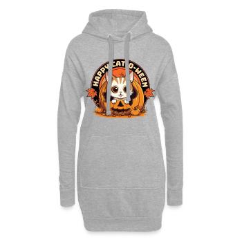 Costume de citrouille pour chat d'Halloween, mignon et drôle - Sweat-shirt à capuche long Femme - gris chiné - Devant