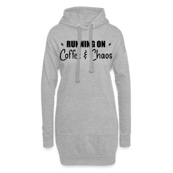 Laufen auf Kaffee & Chaos - Hoodie-Kleid - Grau meliert - Vorne