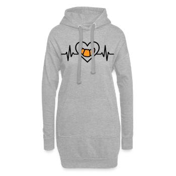 Croissant Coeur Petit Déjeuner Boulangerie - Sweat-shirt à capuche long Femme - gris chiné - Devant