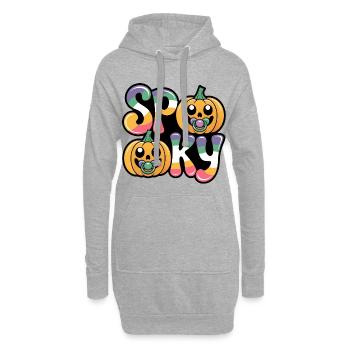 Spuk und Süßes Halloween Kürbisse - Hoodie-Kleid - Grau meliert - Vorne