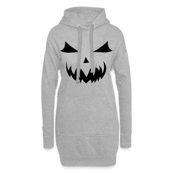 lustiges Kürbis Gesicht Halloween Shirt Outfit Top - Hoodie-Kleid - Grau meliert - Vorne