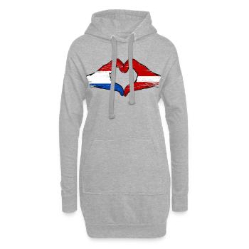 Hollande Lettonie drapeau mains forme de coeur utilisé - Sweat-shirt à capuche long Femme - gris chiné - Devant