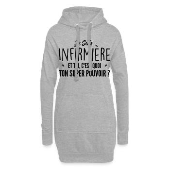 Ich bin Krankenschwester. Was ist deine Superkraft? - Hoodie-Kleid - Grau meliert - Vorne