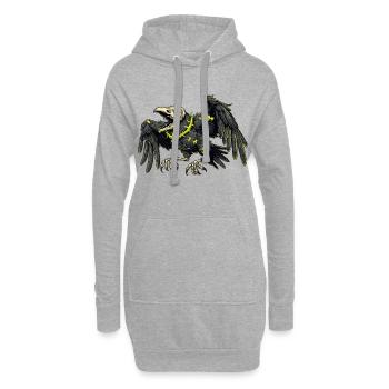Néon Squelette Corbeau - Sweat-shirt à capuche long Femme - gris chiné - Devant