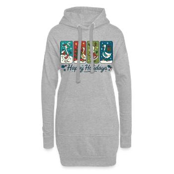 Gans Weihnachten Lustiger Weihnachtsmann Frohe Feiertage - Hoodie-Kleid - Grau meliert - Vorne