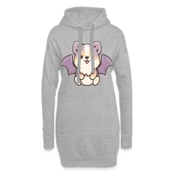 Chibi Bat Pup Plüschtier - Hoodie-Kleid - Grau meliert - Vorne