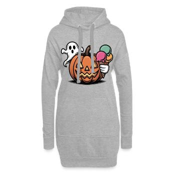 citrouille Halloween glace joie dessin animé - Sweat-shirt à capuche long Femme - gris chiné - Devant