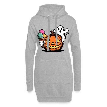 Glace à la citrouille Halloween Fun - Sweat-shirt à capuche long Femme - gris chiné - Devant