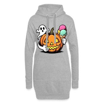 Kürbis Halloween Eiscreme Duo - Hoodie-Kleid - Grau meliert - Vorne