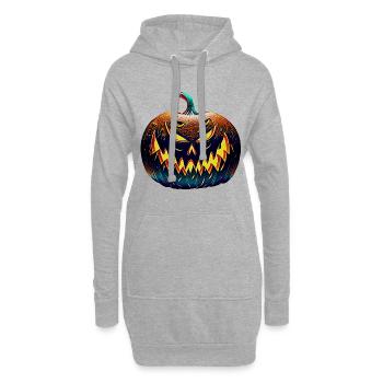 Neon Halloween Kürbis Schatten - Hoodie-Kleid - Grau meliert - Vorne