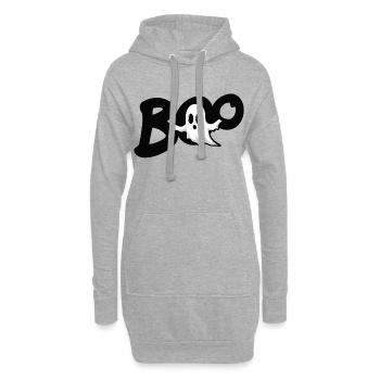 Niedlicher Halloween-Geist – Boo - Hoodie-Kleid - Grau meliert - Vorne