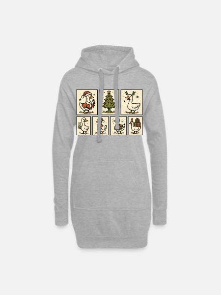 Gans Weihnachten Lustig Santa Feiertag Weihnachten - Hoodie-Kleid - Grau meliert