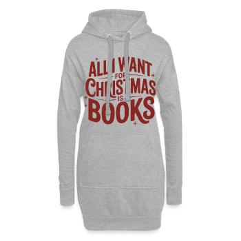 Weihnachtswunsch Bücher - Hoodie-Kleid - Grau meliert - Vorne