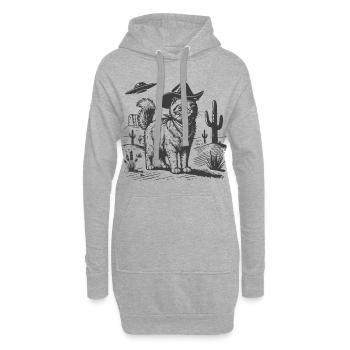 Wüstenkatze mit Cowboyhut - Hoodie-Kleid - Grau meliert - Vorne