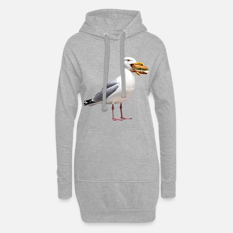 Silbermoewe-mit-Fischbroetchen - Hoodie-Kleid - Grau meliert