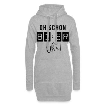Oh schon Bier Uhr - Hoodie-Kleid - Grau meliert - Vorne