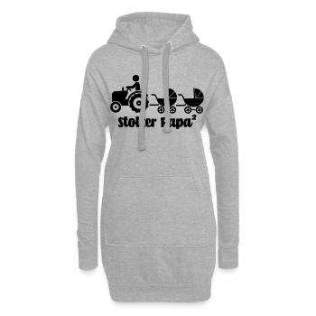 Lustiges Geschenk für Papa zur Geburt Stolzer Papa - Hoodie-Kleid - Grau meliert - Vorne