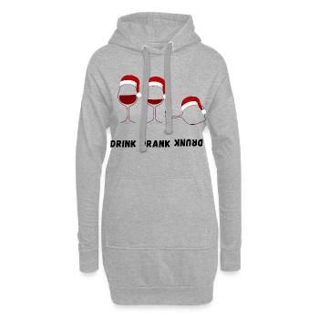 Drink Drank Drunk – Ugly Christmas Sweater Style - Hoodie-Kleid - Grau meliert - Vorne