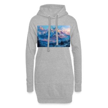 Illustration of a Mountain Landscape  - Sweat-shirt à capuche long Femme - gris chiné - Devant