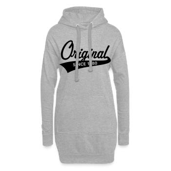 Original Depuis 1980 (année de naissance, anniversaire / B) - Sweat-shirt à capuche long Femme - gris chiné - Devant