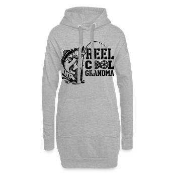 Pêcheur, pêcheur, pêcheur, poisson, moulinet, Cool, grand-mère - Sweat-shirt à capuche long Femme - gris chiné - Devant