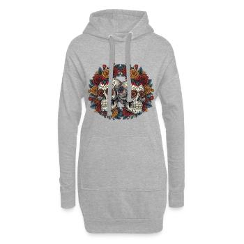 Mignon Sugar Skull Dia de los Muertos Tête de mort - Sweat-shirt à capuche long Femme - gris chiné - Devant