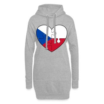 République tchèque Pologne drapeau puzzle coeur - Sweat-shirt à capuche long Femme - gris chiné - Devant