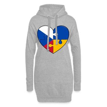 Tschechien Ukraine Flagge Puzzle Herz - Hoodie-Kleid - Grau meliert - Vorne
