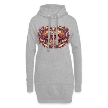 Cadeau original Dia de los Muertos Tête de mort - Sweat-shirt à capuche long Femme - gris chiné - Devant