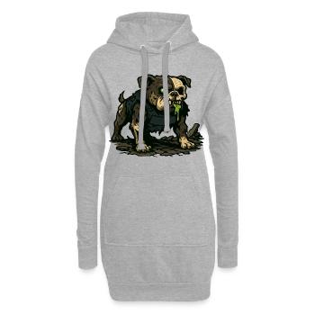 Carlin zombie groggy avec bave verte - Sweat-shirt à capuche long Femme - gris chiné - Devant