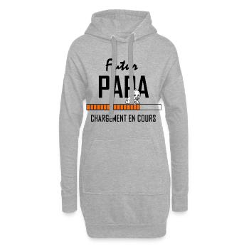 Bébé en cours sur barre orange minimaliste - Sweat-shirt à capuche long Femme - gris chiné - Devant