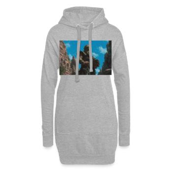 Illustration of a fantasy landscape - Sweat-shirt à capuche long Femme - gris chiné - Devant