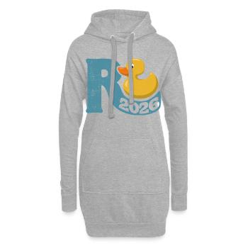 Gummiente Rente 2026 - Ruhestand - Pension - Hoodie-Kleid - Grau meliert - Vorne
