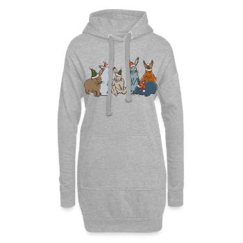 LAPINS DE NOËL - Sweat-shirt à capuche long Femme - gris chiné - Devant