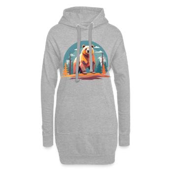 Polygone ours dans la forêt - Sweat-shirt à capuche long Femme - gris chiné - Devant