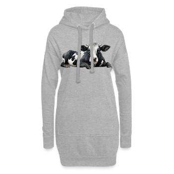 Vache - Sweat-shirt à capuche long Femme - gris chiné - Devant