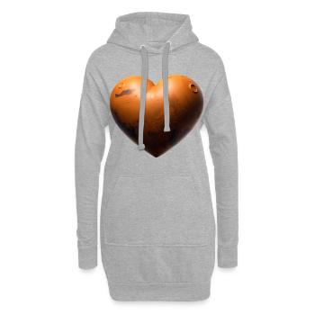 MARS LOVER - peace & love - Sweat-shirt à capuche long Femme - gris chiné - Devant