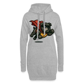 Heroischer Bulldoggen-Umhang - Hoodie-Kleid - Grau meliert - Vorne