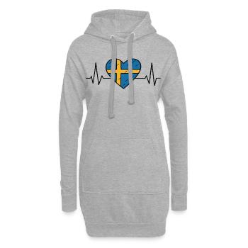 Schweden Heartbeat Line Flagge Liebe Reisen Design - Hoodie-Kleid - Grau meliert - Vorne