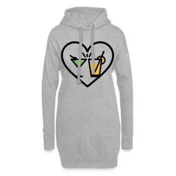 Cocktails Herz Sommer Party Strand Geschenk - Hoodie-Kleid - Grau meliert - Vorne