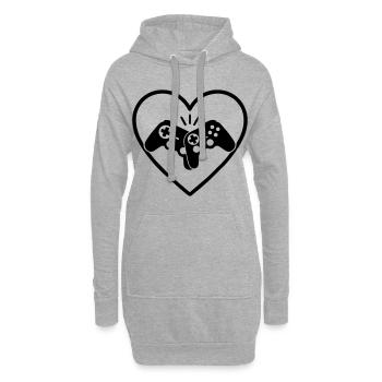 Gamecontroller Herz Gamer Liebe Geschenk - Hoodie-Kleid - Grau meliert - Vorne