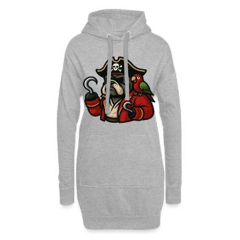 Pirate bouledogue avec perroquet chien drôle dessin animé - Sweat-shirt à capuche long Femme - gris chiné - Devant