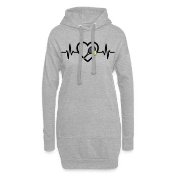 Tennis Herz Schläger Ball Sport Leidenschaft - Hoodie-Kleid - Grau meliert - Vorne