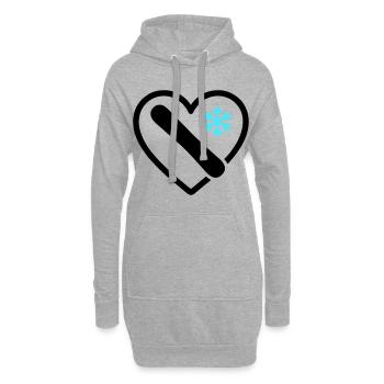 Snowboard Herz Berg Schnee Winter - Hoodie-Kleid - Grau meliert - Vorne