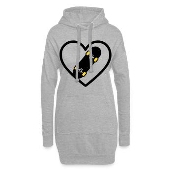 Skateboard Herz Sport Street Leidenschaft - Hoodie-Kleid - Grau meliert - Vorne