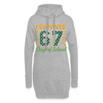 67 Tage Schule Überlebt - Hoodie-Kleid - Grau meliert - Vorne